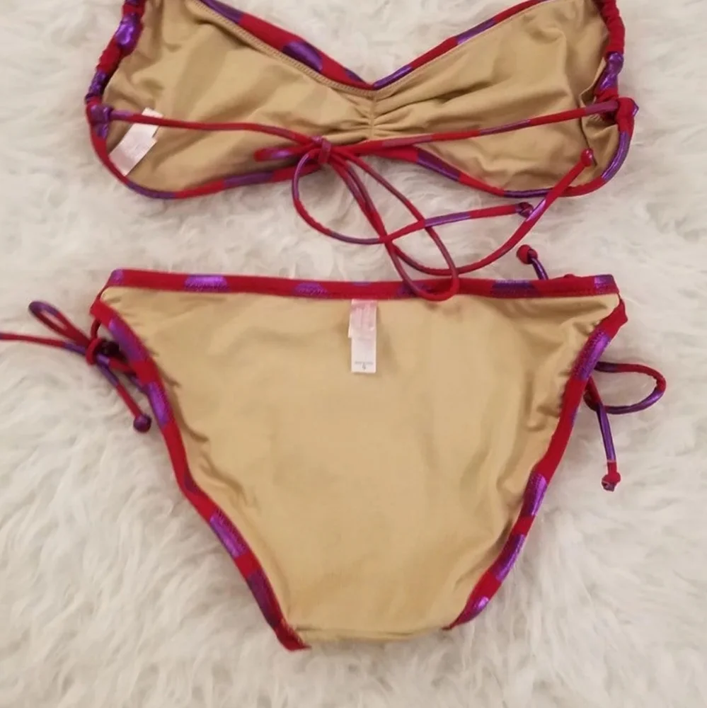 Vintage Victoria's Secret Shimmer Polka Dot Bikini - Picture 7 of 14